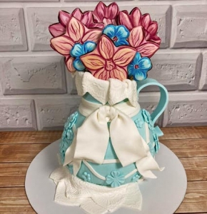 Торт на заказ Ваза с цветами